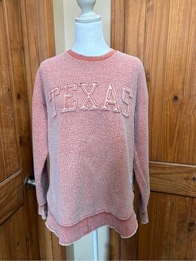 Pressbox Coral Pink Texas Fuzzy Pullover Sweatshirt